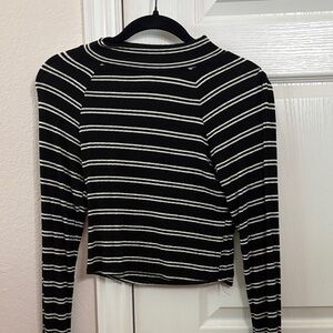 PacSun Black and White Striped Long Sleeve Top